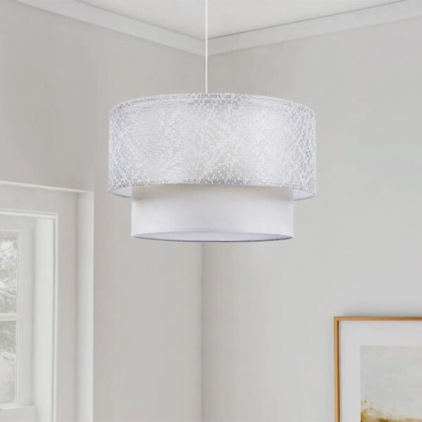 Φωτιστικό οροφής Barnhart υφασμάτινο μονόφωτο χρώμα λευκό 30x30x70εκ.