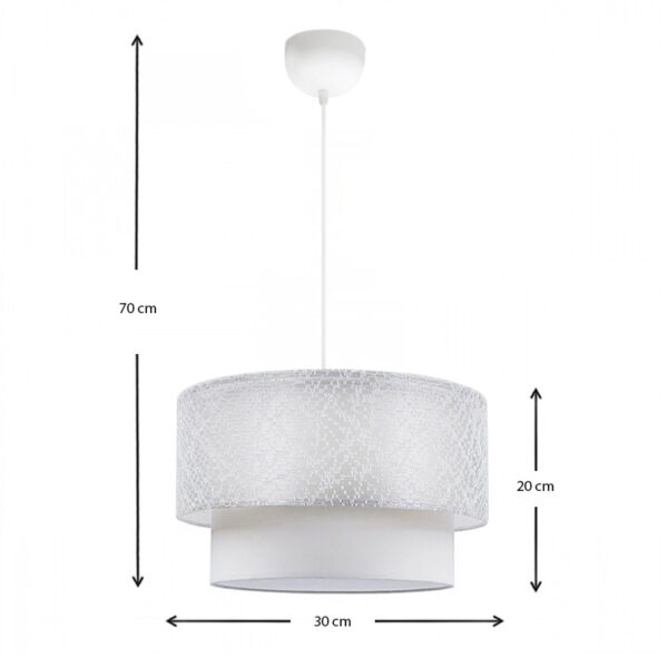 Φωτιστικό οροφής Barnhart υφασμάτινο μονόφωτο χρώμα λευκό 30x30x70εκ.