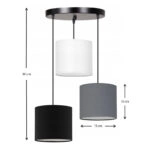 Φωτιστικό οροφής Rosie  υφασμάτινο τρίφωτο χρώμα γκρι/μαύρο 15x15x90εκ.