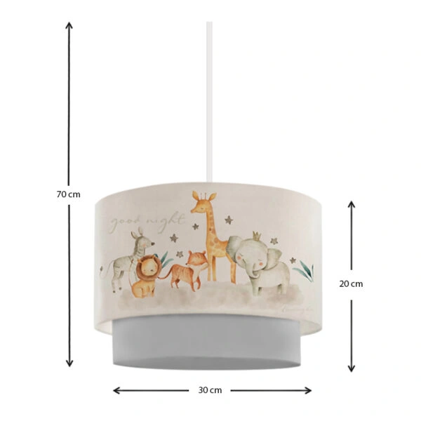 Φωτιστικό οροφής Goofy  υφασμάτινο μονόφωτο με χαριτωμένα ζωάκια 30x20x70εκ.