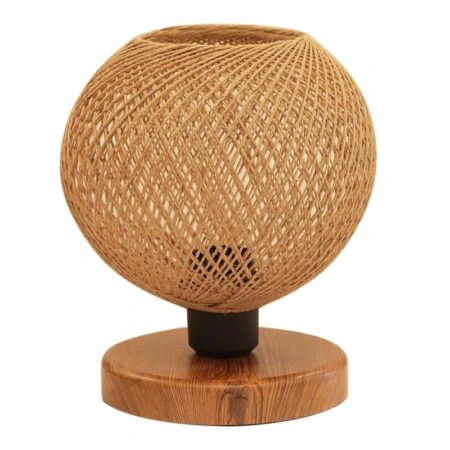 Φωτιστικό επιτραπέζιο Bonnie E27 κλωστή/Mdf χρώμα φυσικό/καφέ 19x15x22εκ.