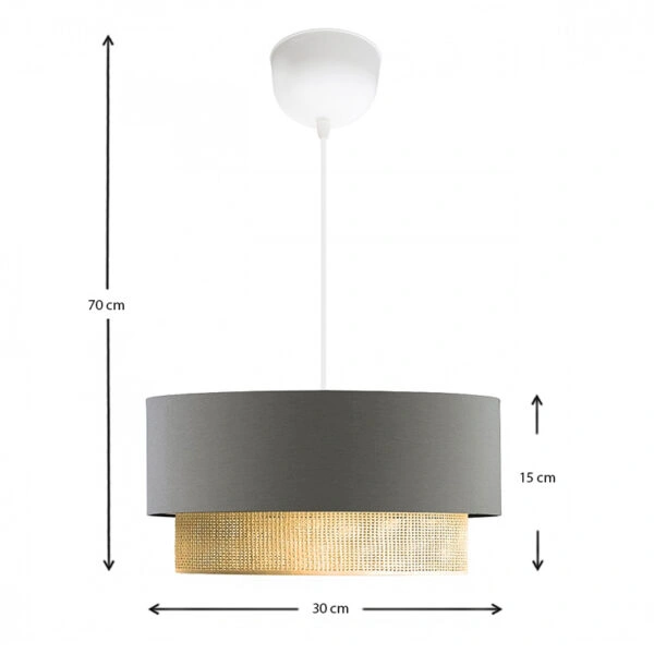 Φωτιστικό οροφής Lucifer E27 υφασμάτινο μονόφωτο χρώμα γκρι 30x15x70εκ.