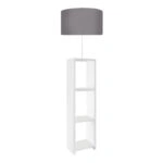 Φωτιστικό δαπέδου Launo  υφασμάτινο Pvc/MDF χρώμα λευκό - γκρι 38x38x150εκ.