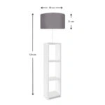 Φωτιστικό δαπέδου Launo  υφασμάτινο Pvc/MDF χρώμα λευκό - γκρι 38x38x150εκ.
