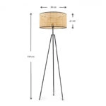 Φωτιστικό δαπέδου Idaho  E27 μεταλλικό - ρατάν χρώμα μαύρο - φυσικό Φ38x150εκ.