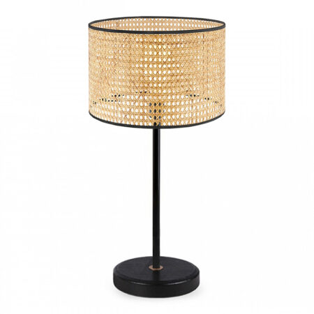 Φωτιστικό επιτραπέζιο Idaho E27 ρατάν - μεταλλικό χρώμα φυσικό - μαύρο Φ24x32εκ.