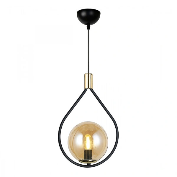 Φωτιστικό οροφής Lewis E27 μεταλλικό μονόφωτο χρώμα μαύρο - χρυσό 14x26x70εκ.