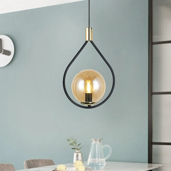 Φωτιστικό οροφής Lewis E27 μεταλλικό μονόφωτο χρώμα μαύρο - χρυσό 14x26x70εκ.