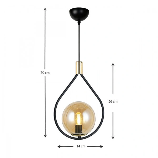 Φωτιστικό οροφής Lewis E27 μεταλλικό μονόφωτο χρώμα μαύρο - χρυσό 14x26x70εκ.