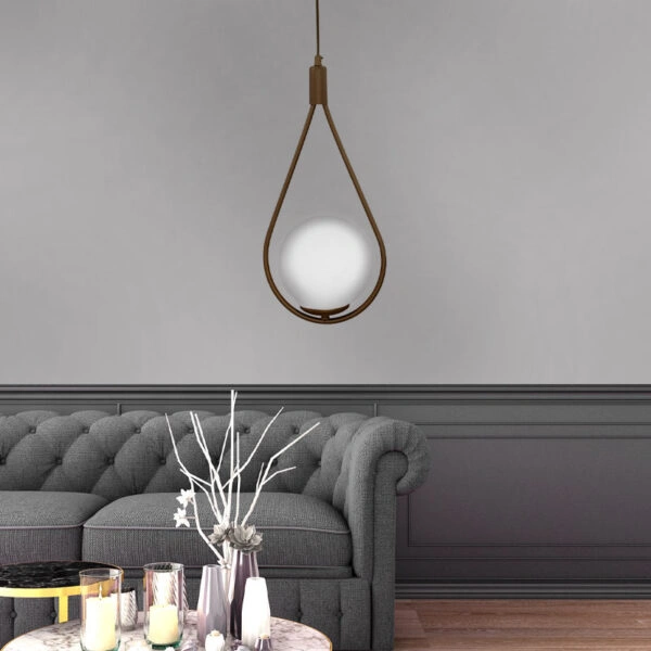 Φωτιστικό οροφής Shemesh E27 μεταλλικό μονόφωτο χρώμα χρυσό ματ 20x20x85εκ.