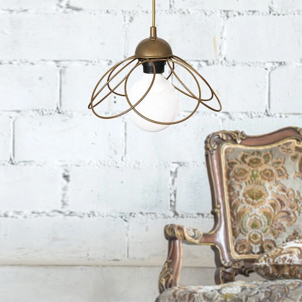 Φωτιστικό οροφής Zufash E14 μεταλλικό μονόφωτο χρώμα χρυσό 25x25x60εκ.