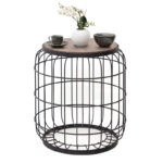 Σκαμπώ - τραπεζάκι βοηθητικό Muller μεταλλικό - Mdf χρώμα μαύρο - καρυδί 35x35x47εκ.