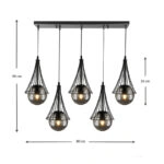 Φωτιστικό οροφής Chavi  E27 μεταλλικό πεντάφωτο χρώμα μαύρο 80x10x90εκ.