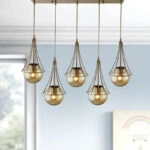 Φωτιστικό οροφής Chavi  E27 μεταλλικό πεντάφωτο χρώμα χρυσό 80x10x90εκ.