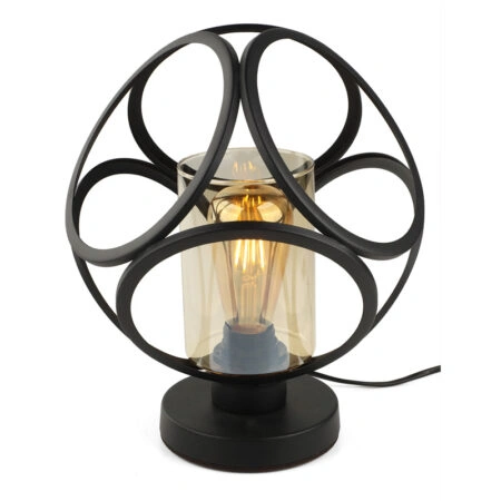 Φωτιστικό επιτραπέζιο Silvia E27 μεταλλικό χρώμα μαύρο 20x20x25εκ.