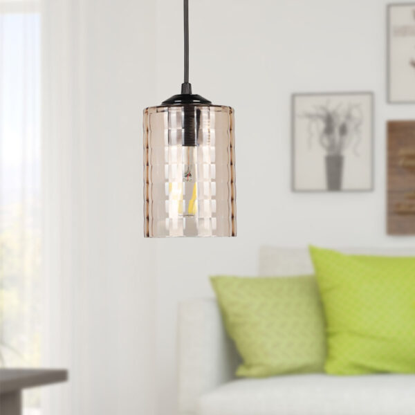 Φωτιστικό οροφής Alberto E27 ακρυλικό μονόφωτο χρώμα μαύρο 10x10x60εκ.