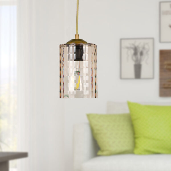 Φωτιστικό οροφής Alberto E27 ακρυλικό μονόφωτο χρώμα χρυσό 10x10x60εκ.