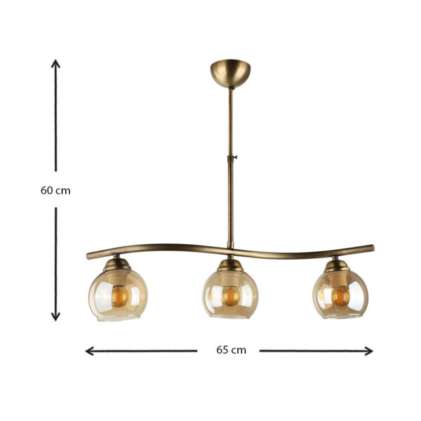 Φωτιστικό οροφής Larissa Megapap E27 μεταλλικό τρίφωτο χρώμα μπρονζέ 65x13x60εκ.