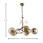 Φωτιστικό οροφής Zara Megapap E27 μεταλλικό πεντάφωτο χρώμα μπρονζέ Φ52x75εκ.