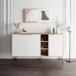 Μπουφές μελαμίνης Clara χρώμα φυσικό οξιάς - λευκό 142x35,6x83εκ.