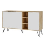 Μπουφές μελαμίνης Clara χρώμα φυσικό οξιάς - λευκό 142x35,6x83εκ.