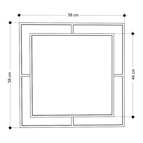 Καθρέφτης τοίχου Corner  αλουμινίου χρώμα μαύρο 58,6x2x58,6εκ.