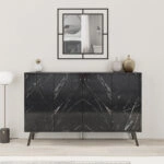 Μπουφές μελαμίνης Dune  χρώμα μαύρο εφέ μαρμάρου 123x35x77,4εκ.