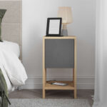 Κομοδίνο μελαμίνης Ema χρώμα φυσικό οξιάς - ανθρακί 30x30x55εκ.