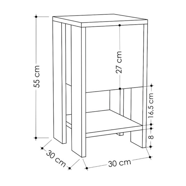Κομοδίνο Ema  χρώμα sapphire oak - λευκό 30x30x55εκ.