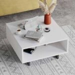Τραπεζάκι σαλονιού Hola  μελαμίνης χρώμα λευκό - ανθρακί 60x60x32εκ.