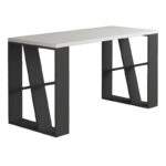 Γραφείο εργασίας Honey από μελαμίνη χρώμα λευκό - ανθρακί 137x60x75εκ
