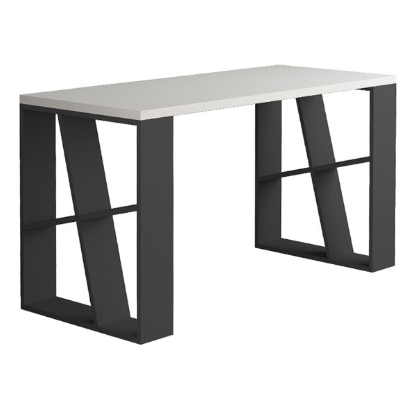 Γραφείο εργασίας Honey από μελαμίνη χρώμα λευκό - ανθρακί 137x60x75εκ