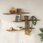 Ραφιέρα τοίχου Leo  χρώμα ανοιχτό καφέ 123x22x80εκ.