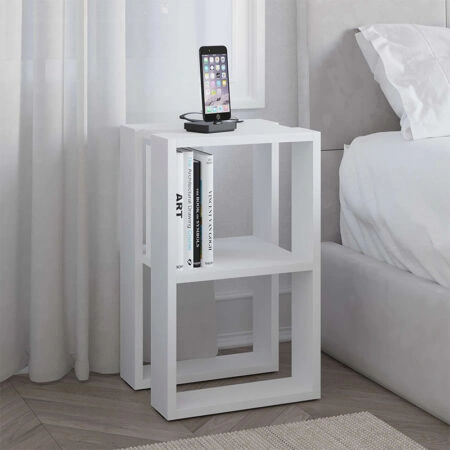 Κομοδίνο - Τραπεζάκι βοηθητικό Lonie Megapap χρώμα λευκό 34x30x55εκ.