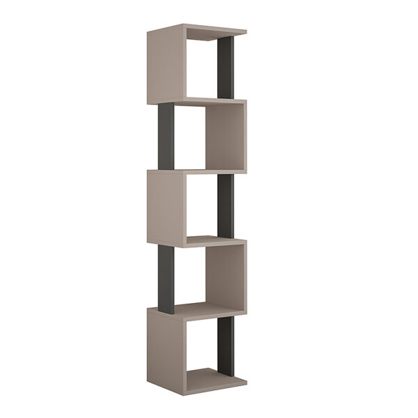 Βιβλιοθήκη μελαμίνης Piri χρώμα ανοιχτή μόκα - ανθρακί 35x30x161εκ.
