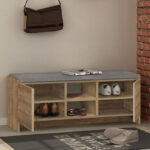 Παπουτσοθήκη Zulla από μελαμίνη χρώμα ανοιχτό καφέ 110x37x43εκ.