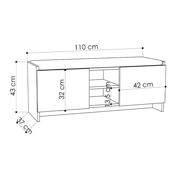 Παπουτσοθήκη Zulla χρώμα φυσικό οξιάς 110x37x43εκ.