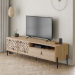 Έπιπλο τηλεόρασης Dionysos από μελαμίνη χρώμα φυσικό οξιάς 170x45x48,6εκ.