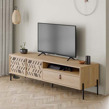 Έπιπλο τηλεόρασης Dionysos από μελαμίνη χρώμα φυσικό οξιάς 170x45x48,6εκ.