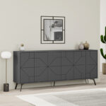 Μπουφές μελαμίνης Dune χρώμα ανθρακί 184x35x77,4εκ.