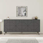 Μπουφές μελαμίνης Dune χρώμα ανθρακί 184x35x77,4εκ.