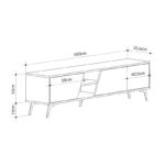 Έπιπλο τηλεόρασης Fiona  από μελαμίνη χρώμα γκρι ρετρό - λευκό εφέ μαρμάρου 180x35,6x48εκ.