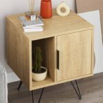 Κομοδίνο μελαμίνης Glynn χρώμα φυσικό οξιάς 50,2x44,6x60εκ.