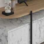 Έπιπλο τηλεόρασης Hanley από μελαμίνη χρώμα λευκό εφέ μαρμάρου 160x35,6x48εκ.