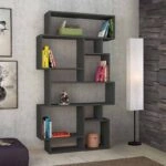 Βιβλιοθήκη μελαμίνης Karmato χρώμα ανθρακί 96x25,5x168,5εκ.