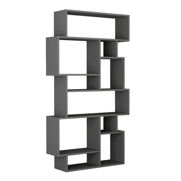 Βιβλιοθήκη μελαμίνης Karmato χρώμα ανθρακί 96x25,5x168,5εκ.