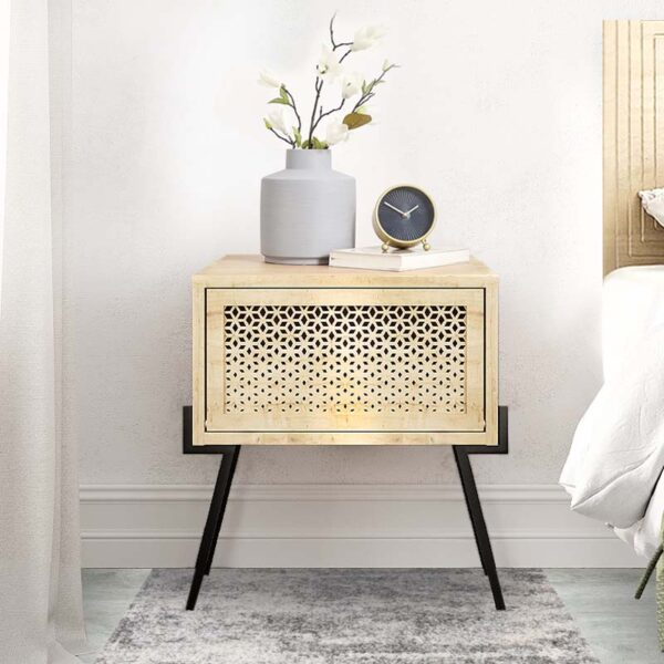 Κομοδίνο μελαμίνης Naive χρώμα φυσικό οξιάς 48x34x51εκ.