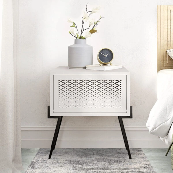 Κομοδίνο μελαμίνης Naive  χρώμα λευκό 48x34x51εκ.