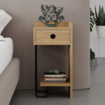 Κομοδίνο μελαμίνης Sirius δεξί χρώμα φυσικό οξιάς 32x30x61εκ.