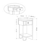 Κομοδίνο μελαμίνης Sirius δεξί χρώμα λευκό 32x30x61εκ.